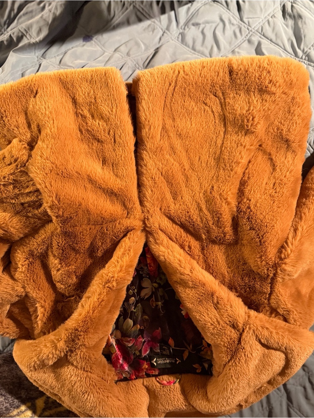 Nanette Lepore Kids Faux Fur Hooded Coat in Amber